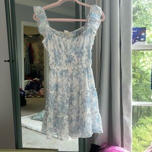blue and white floral altar’d state sundress